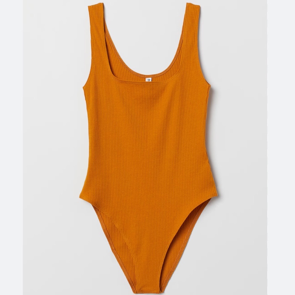 H&M Sleeveless ribbed square neck bodysuit, size large